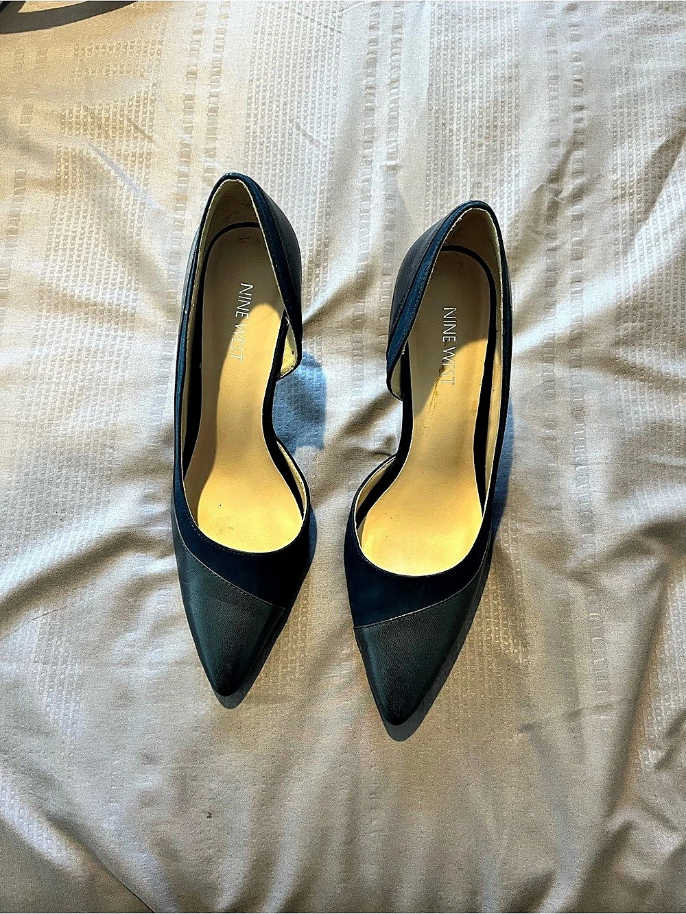Nine West Folowe Half d'Orsay Pump Navy Pointed-Toe Heels